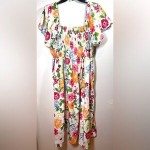 NWT BloomChic Floral Backless Square Neck Pocket Ruffle Hem Dress‎ Size 22/24
